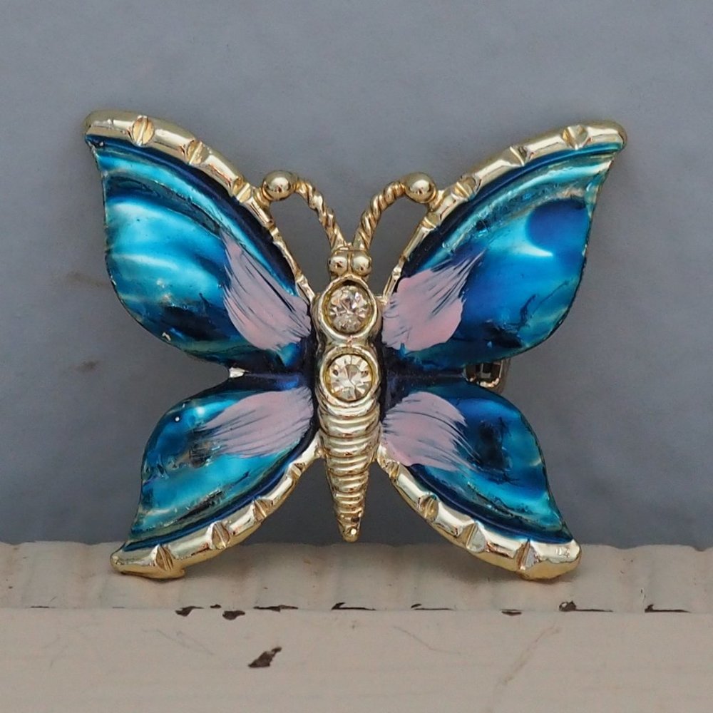 Blue Enamel Butterfly Brooch